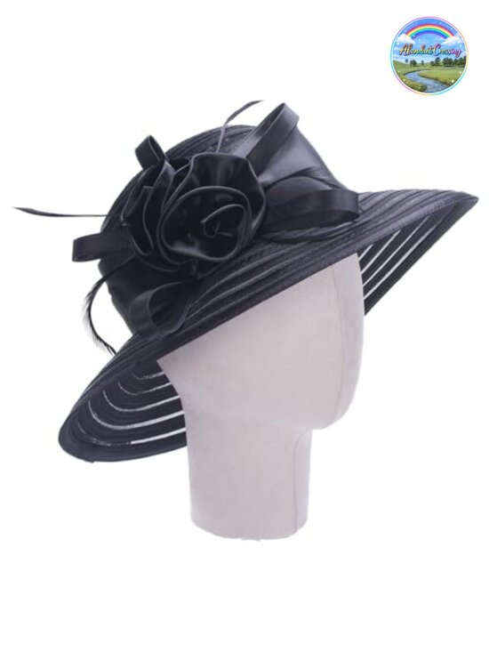 Polyester Satin Ribbon Sun Hat with Floral Pattern, Adjustable, Lightweight main image 2